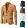 V-Neck Suede Single-Button Coat - Image 3